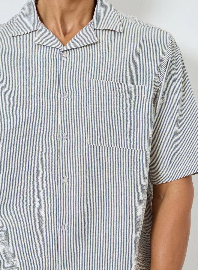 Styli Men Relaxed Fit Striped Shirt and Pyjama Set